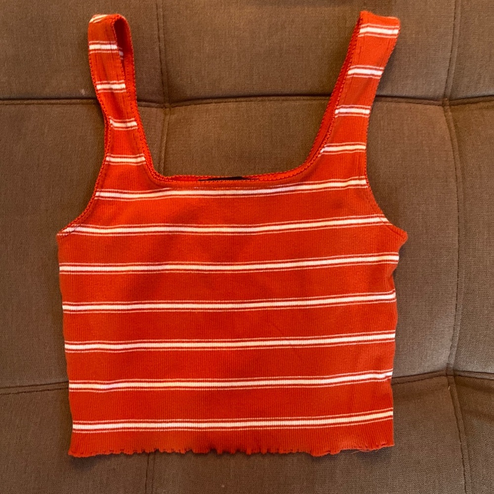 FOREVER 21 Orange and white striped crop top